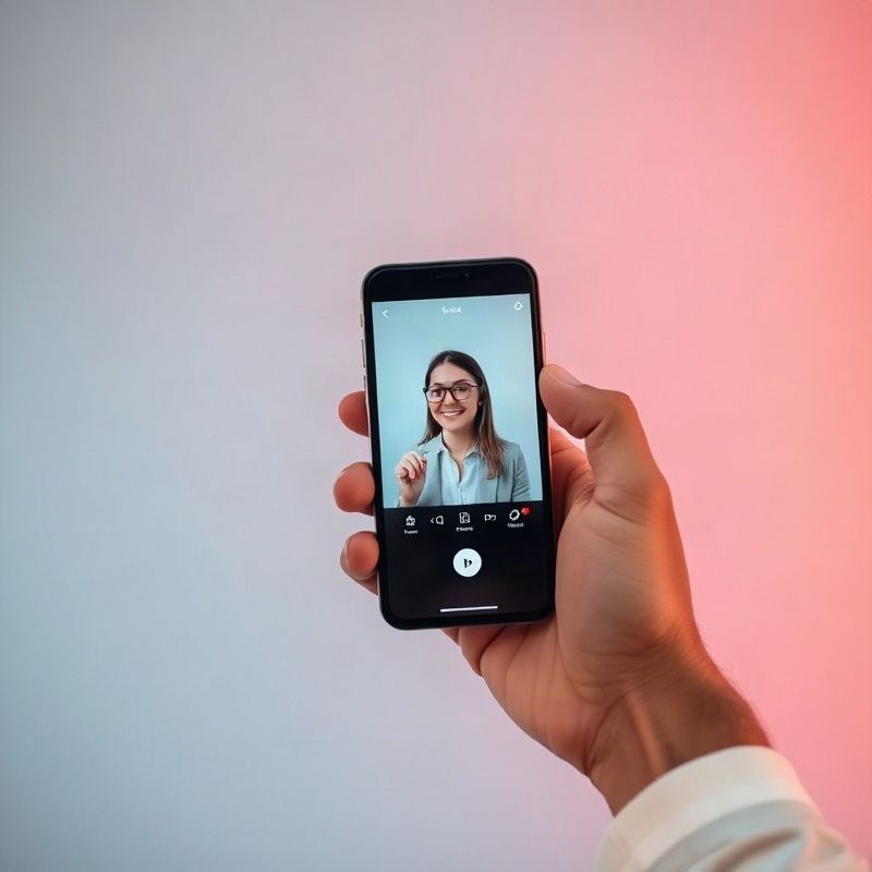 Persona sosteniendo un smartphone con videollamada de contacto